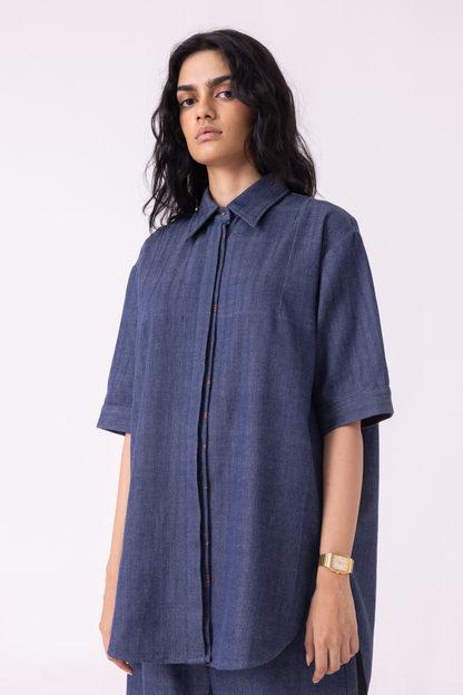 Ava Blue Handwoven Denim Shirt