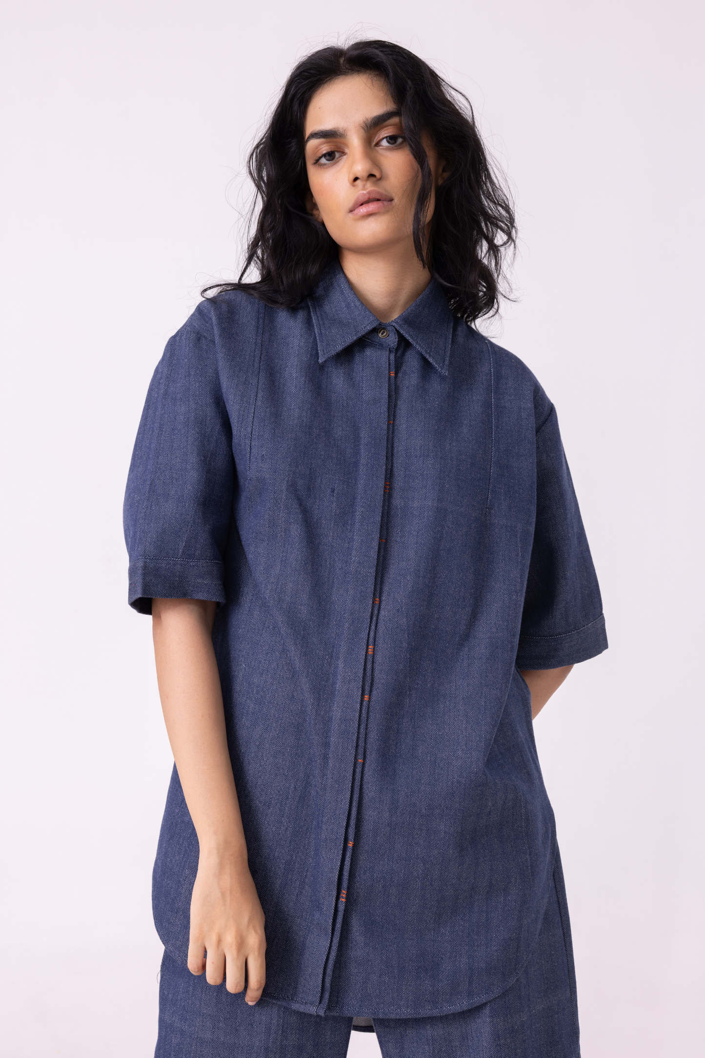 Ava Blue Handwoven Denim Shirt