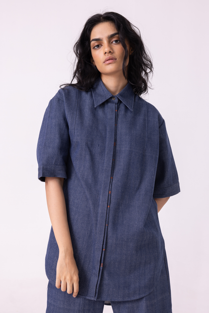 Ava Blue Handwoven Denim Shirt