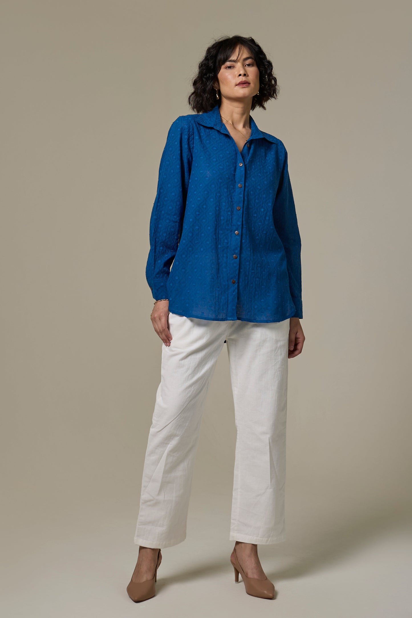 Sapphire Cotton Textured Shirt