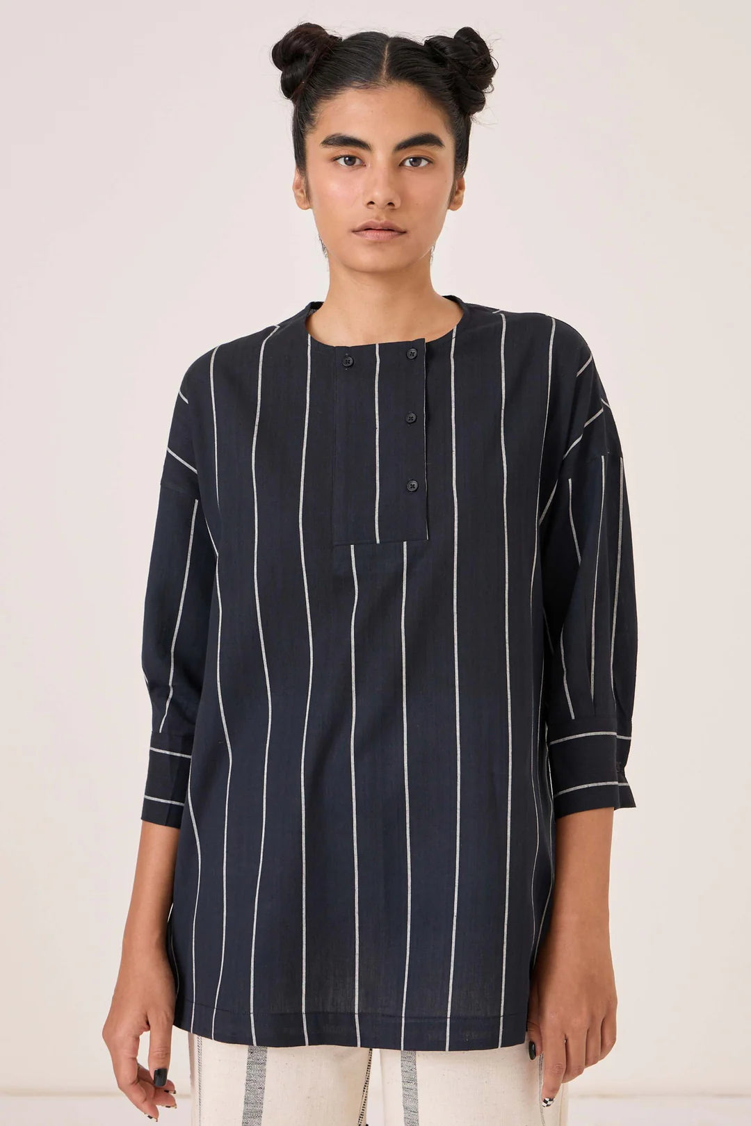 Samudra Black Striped Top