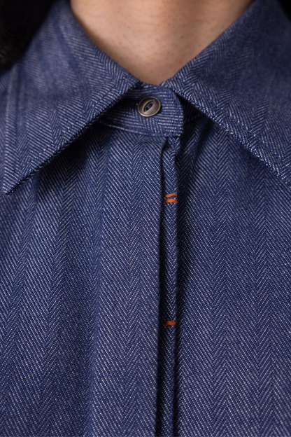 Ava Blue Handwoven Denim Shirt