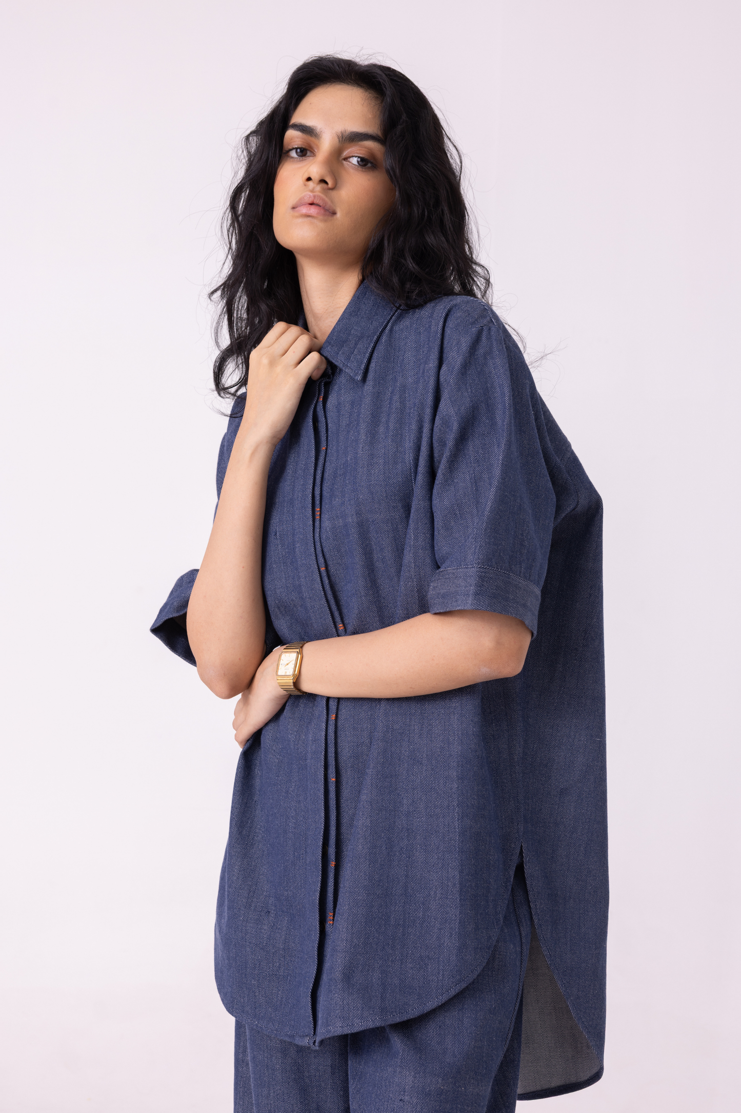 Ava Blue Handwoven Denim Shirt