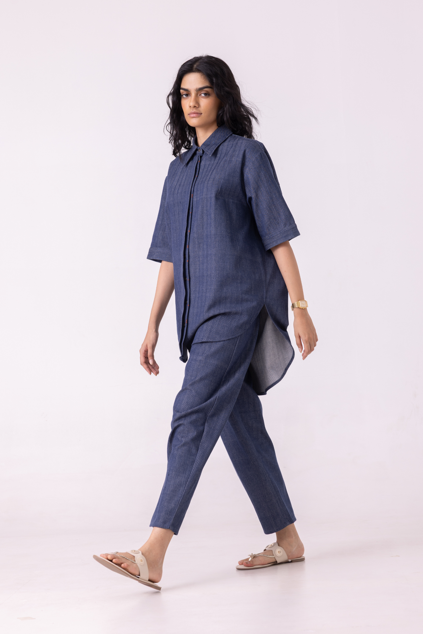 Ava Blue Handwoven Denim Shirt