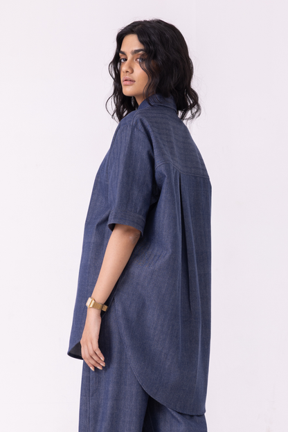 Ava Blue Handwoven Denim Shirt
