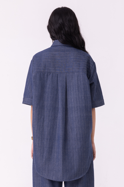 Ava Blue Handwoven Denim Shirt