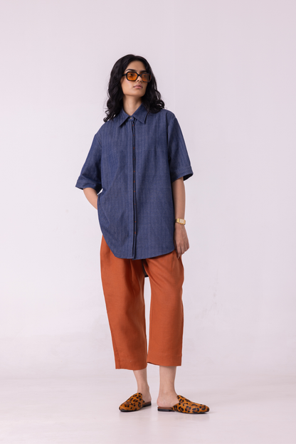 Ava Blue Handwoven Denim Shirt