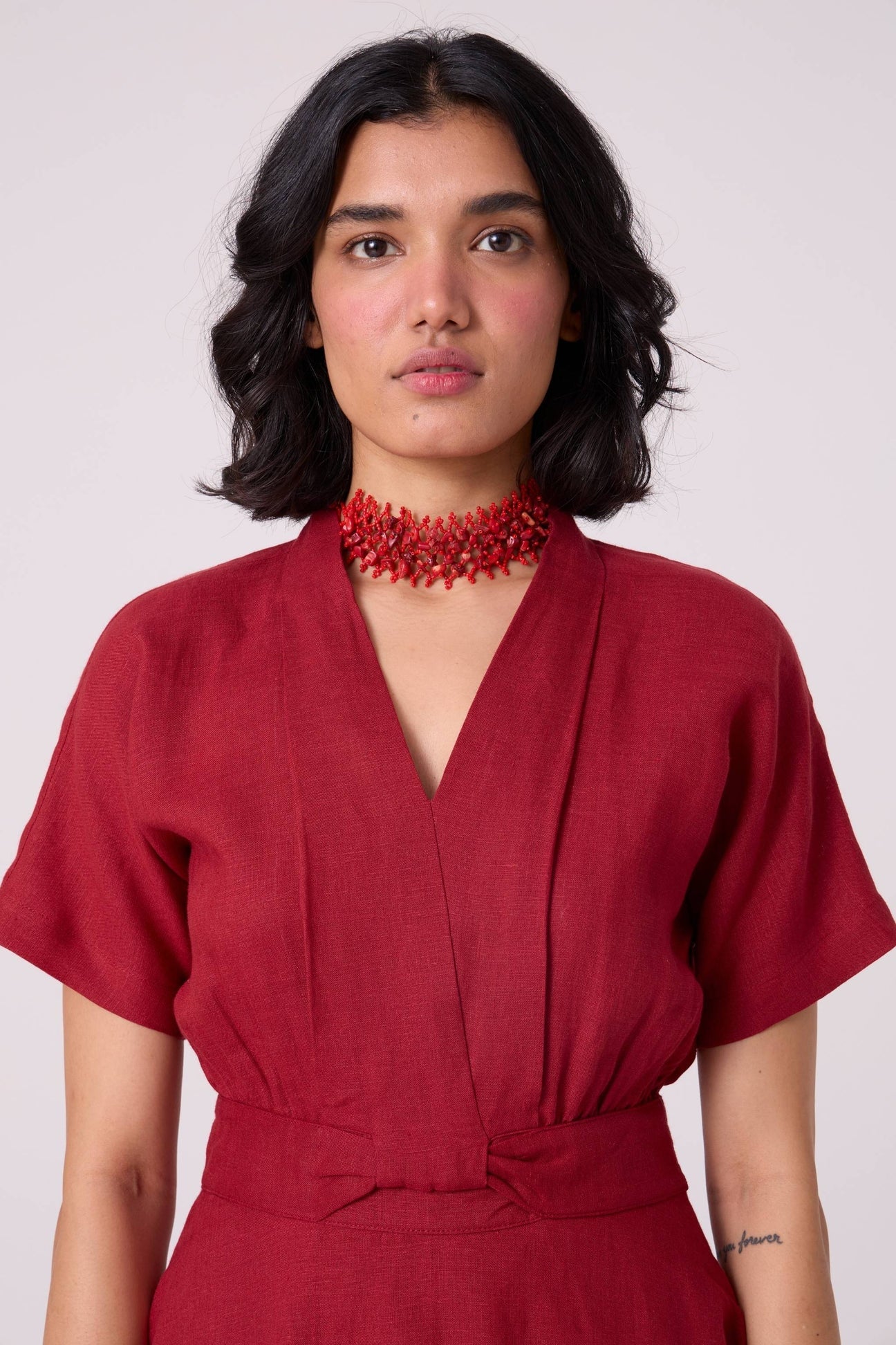 Miyake Red Linen Dress