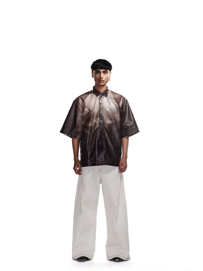 STRUCTURED GREY HANDWOVEN DENIM PANTS