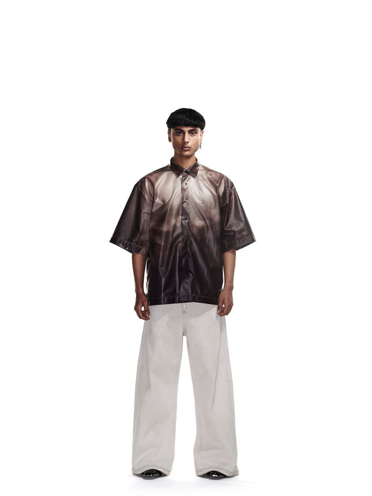 STRUCTURED GREY HANDWOVEN DENIM PANTS