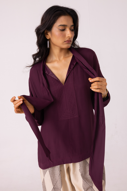 Celie Wine Tie Top