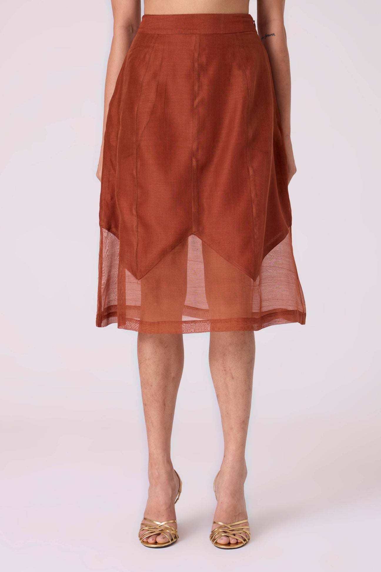 Nadya Copper Handwoven Panelled Dress