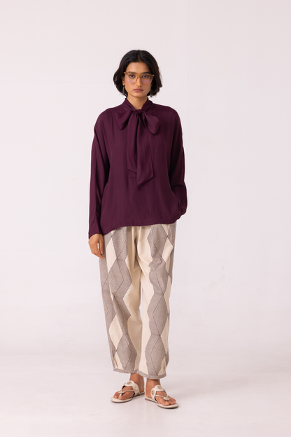 Celie Wine Tie Top