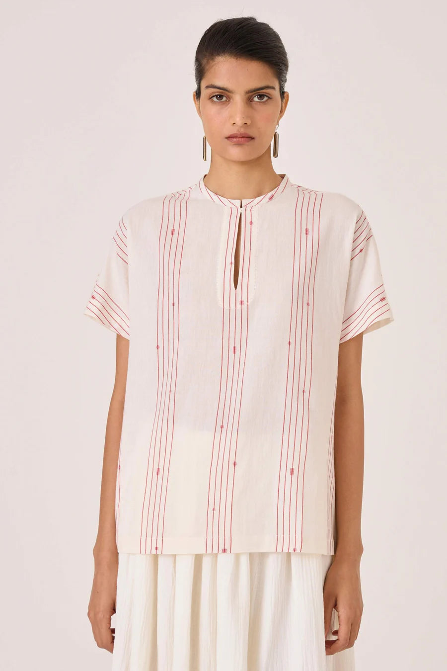 Asheni Red Striped Handwoven Top