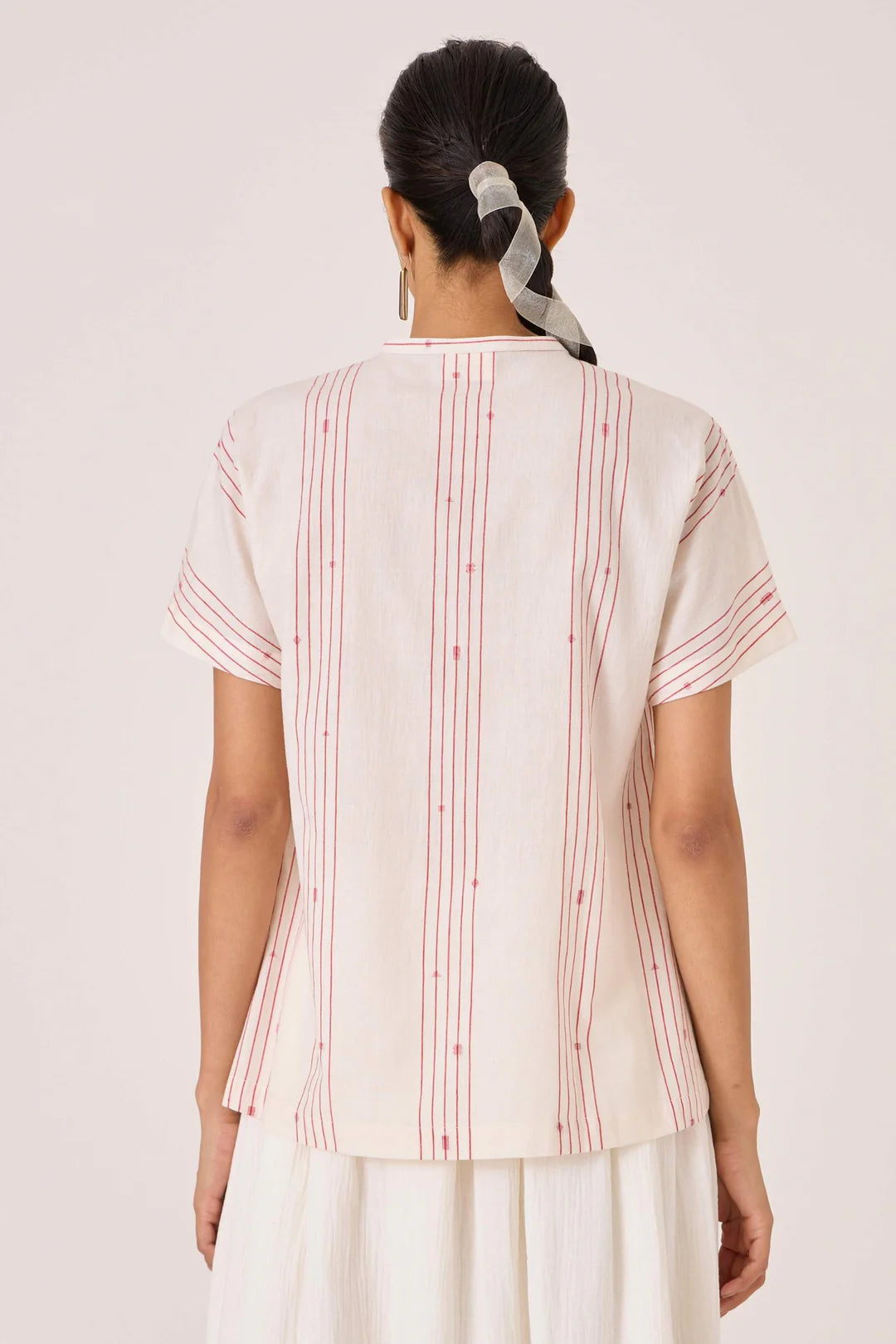 Asheni Red Striped Handwoven Top