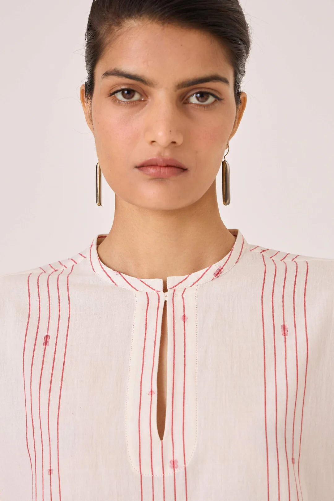 Asheni Red Striped Handwoven Top