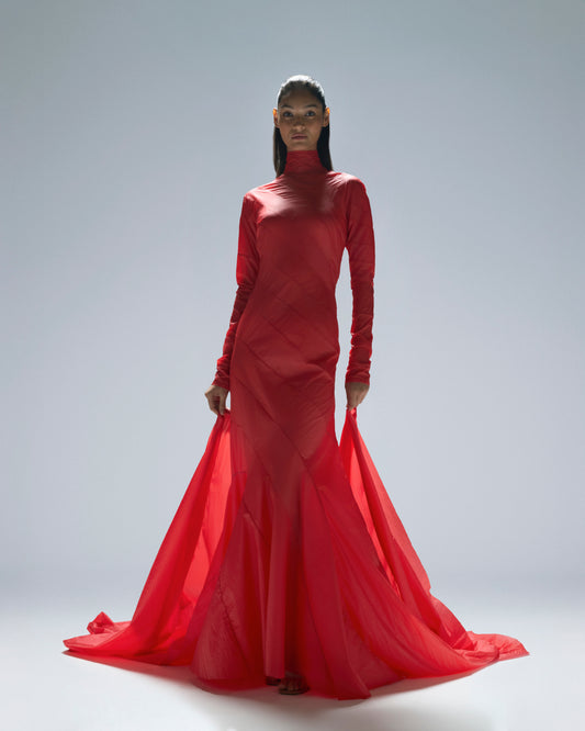 BOLD RED GOWN - PAPER FABRIC