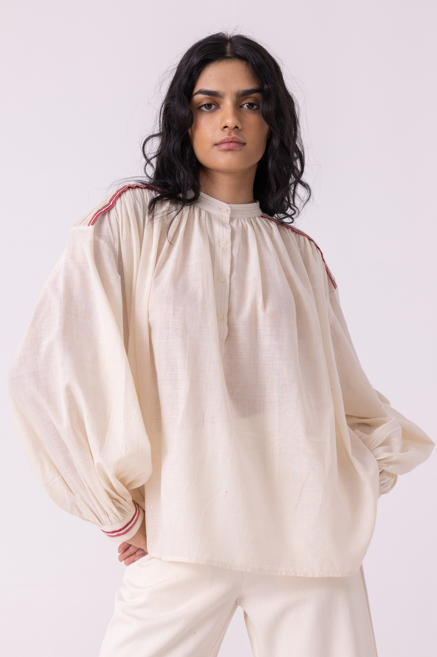 Sveta Off White Handwoven Top