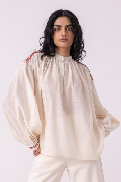 Sveta Off White Handwoven Top