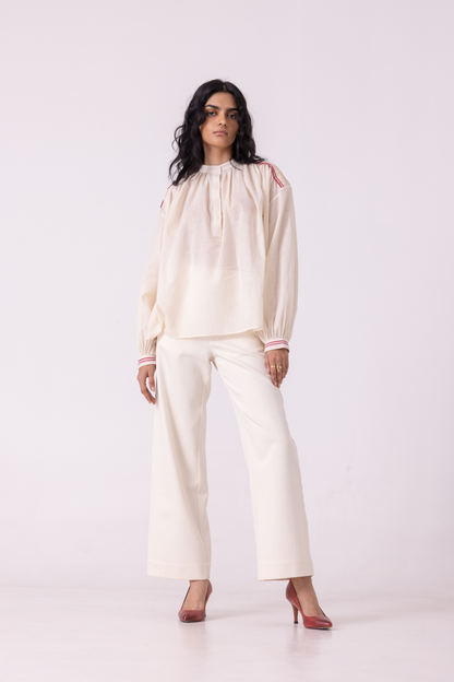 Sveta Off White Handwoven Top
