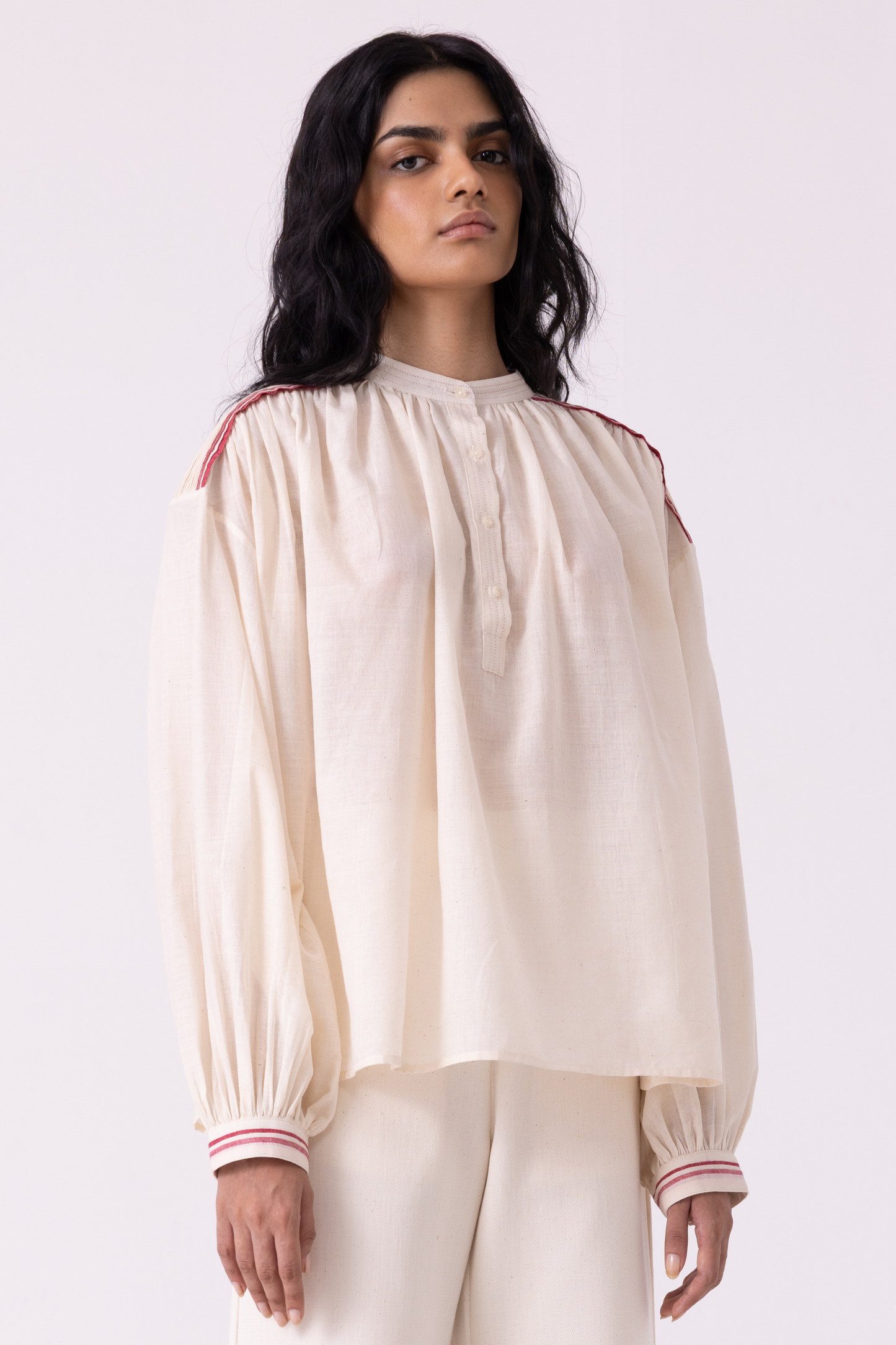 Sveta Off White Handwoven Top