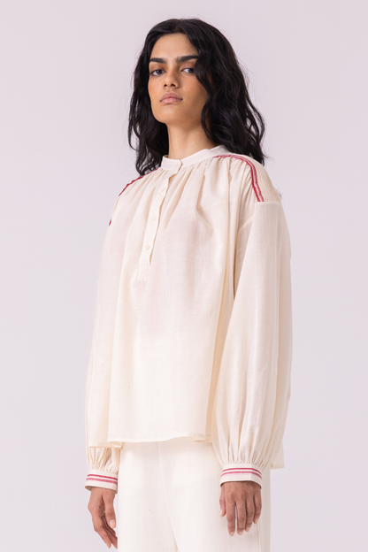 Sveta Off White Handwoven Top