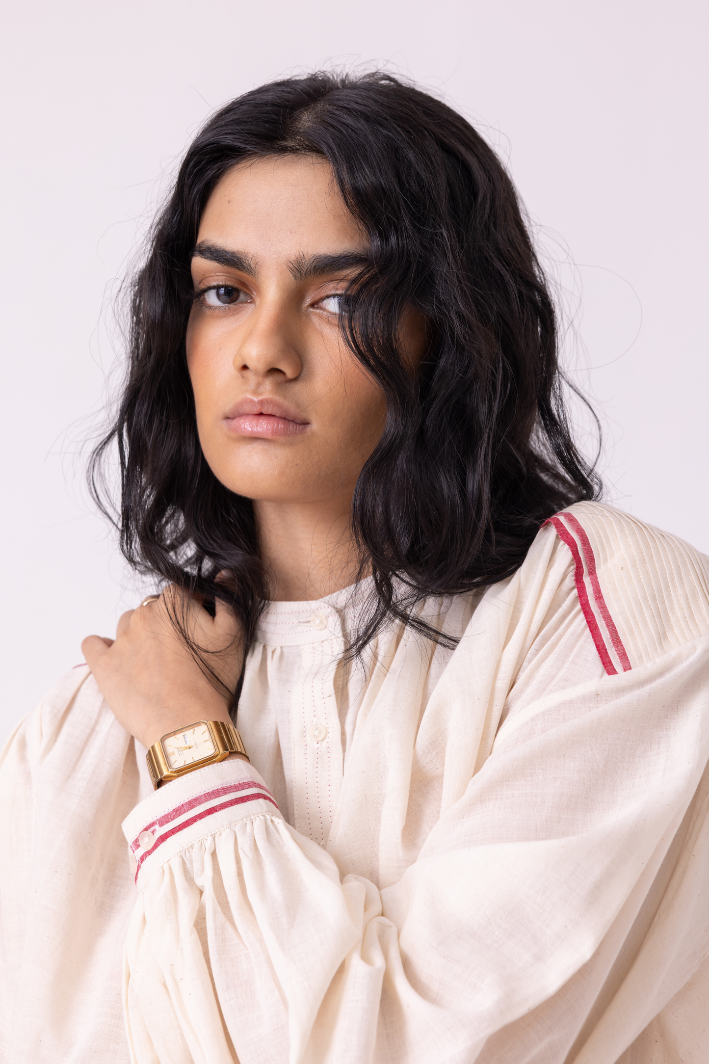 Sveta Off White Handwoven Top