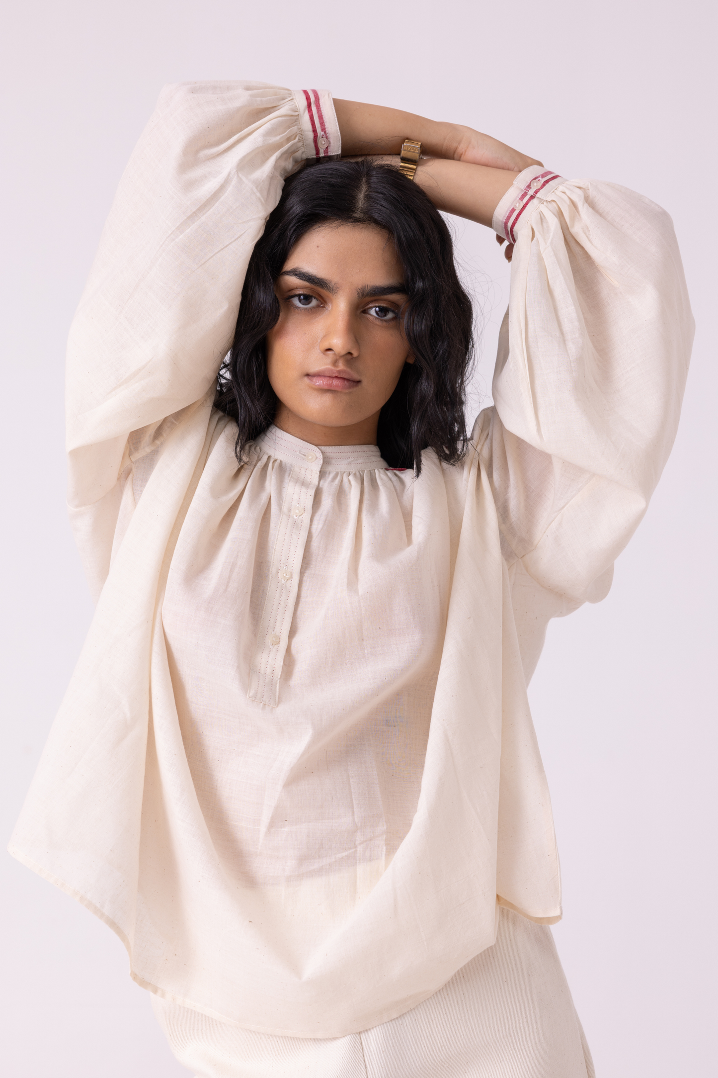 Sveta Off White Handwoven Top