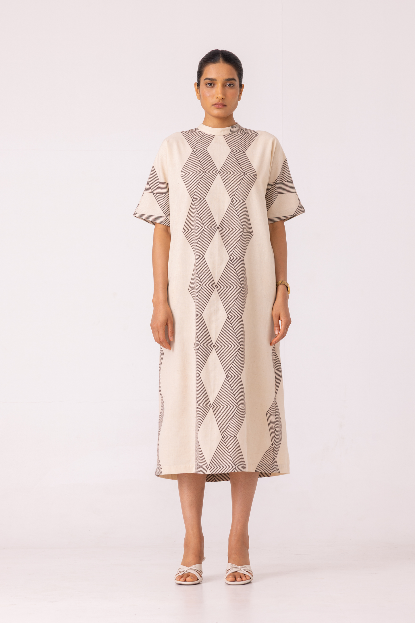 Ehan Hand Printed Midi Dress