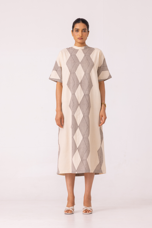 Ehan Hand Printed Midi Dress
