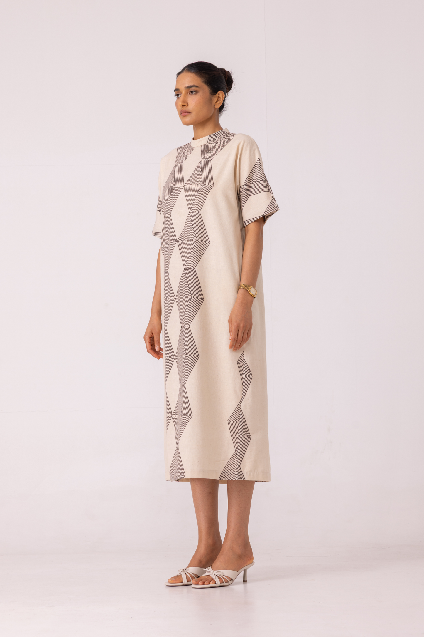 Ehan Hand Printed Midi Dress