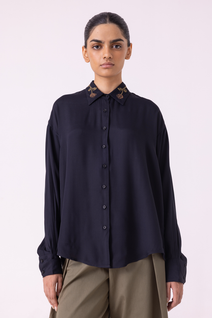 Norris Black Embroidered Shirt