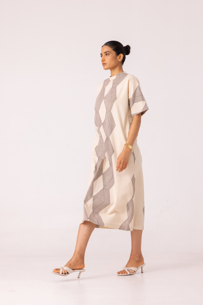 Ehan Hand Printed Midi Dress