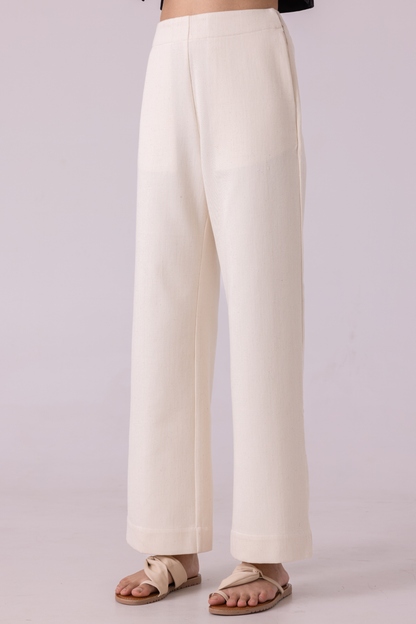 Smith Off White Handwoven Denim Pants