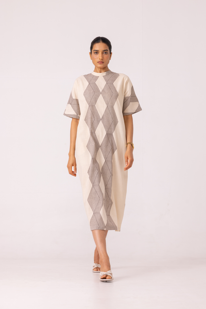 Ehan Hand Printed Midi Dress