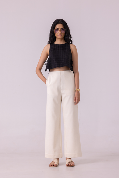 Smith Off White Handwoven Denim Pants