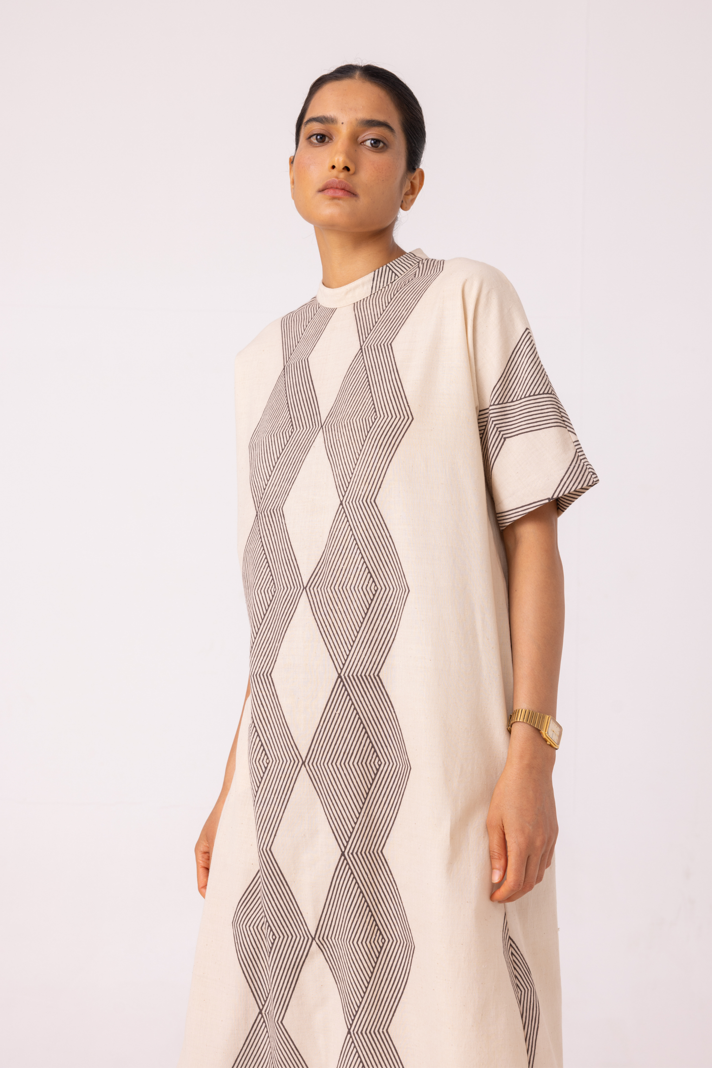 Ehan Hand Printed Midi Dress