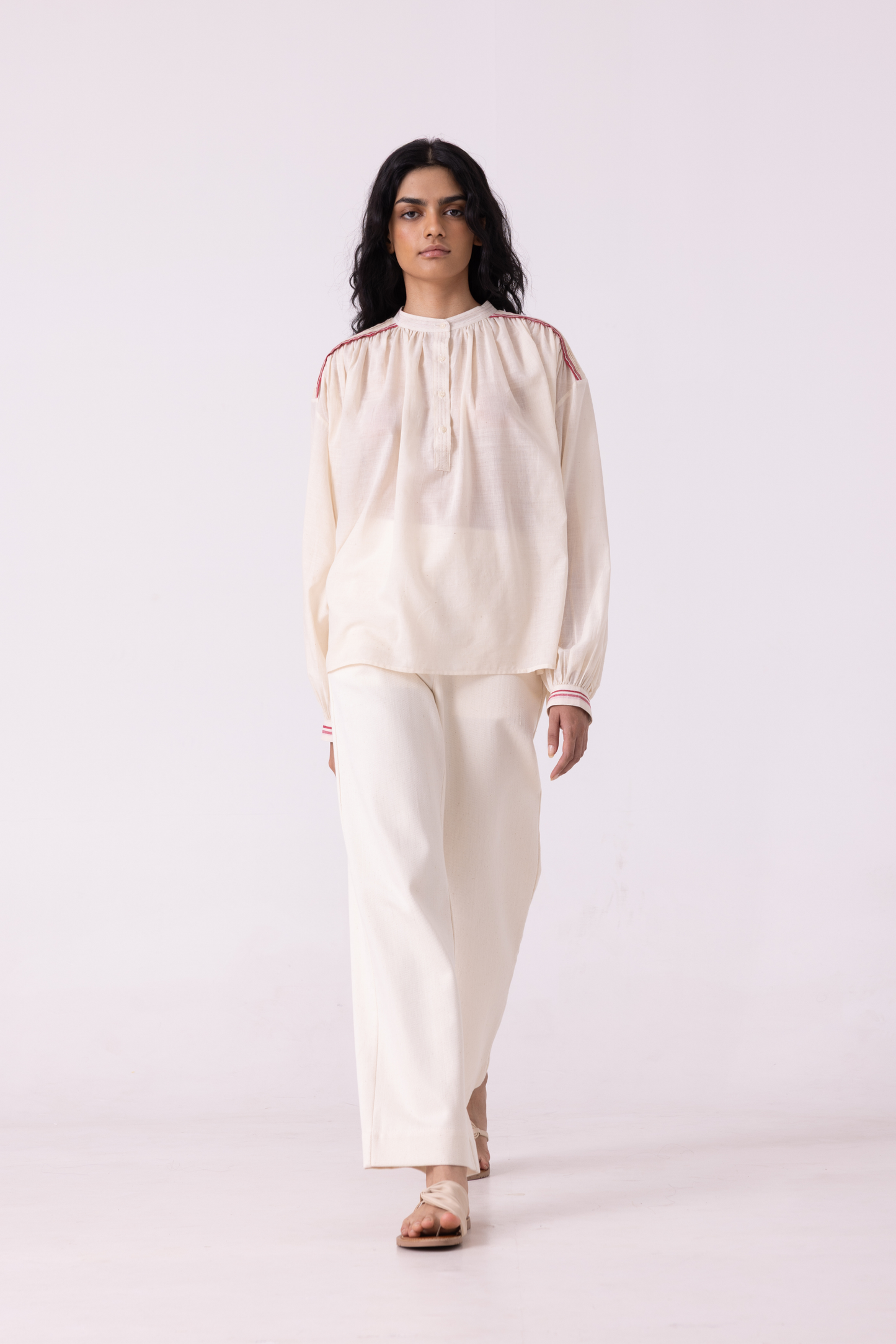 Smith Off White Handwoven Denim Pants