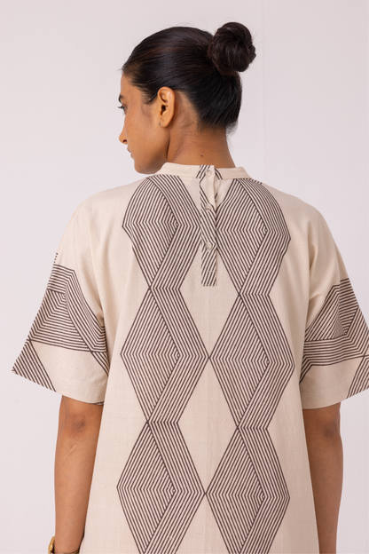 Ehan Hand Printed Midi Dress