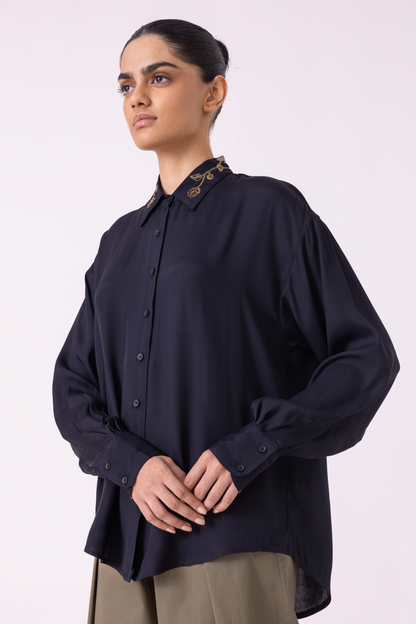 Norris Black Embroidered Shirt