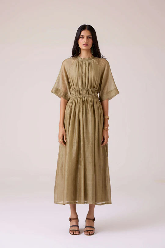 Arha Olive Handwoven Dress