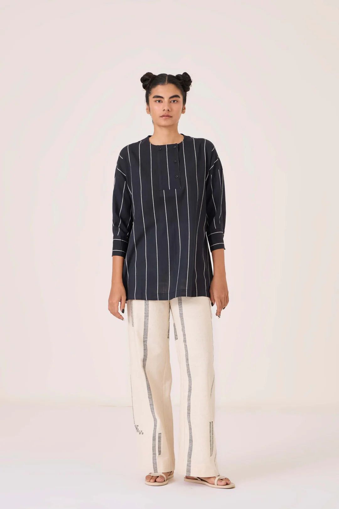 Samudra Black Striped Top