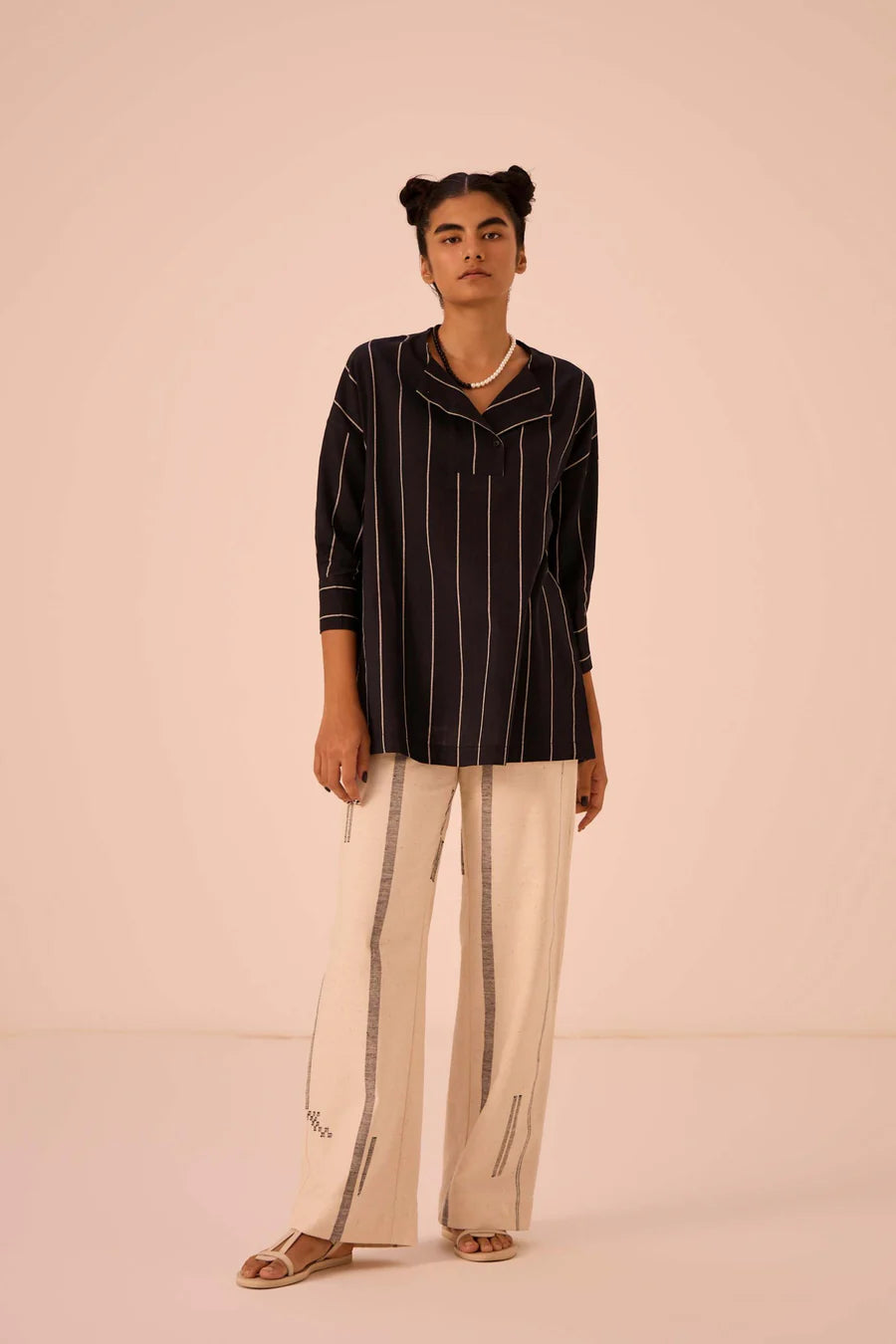 Samudra Black Striped Top