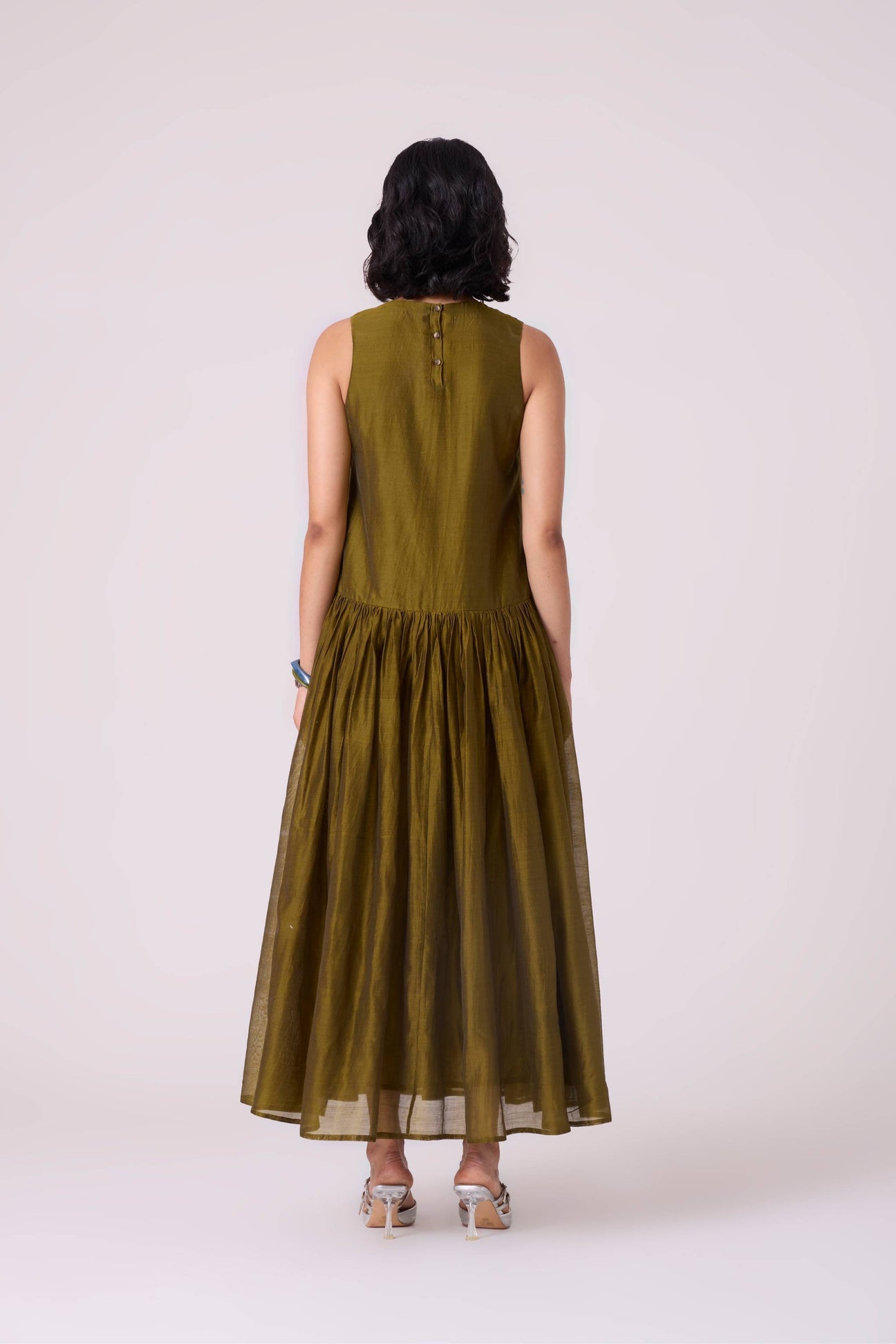 Oleg Green Handwoven Maxi Dress