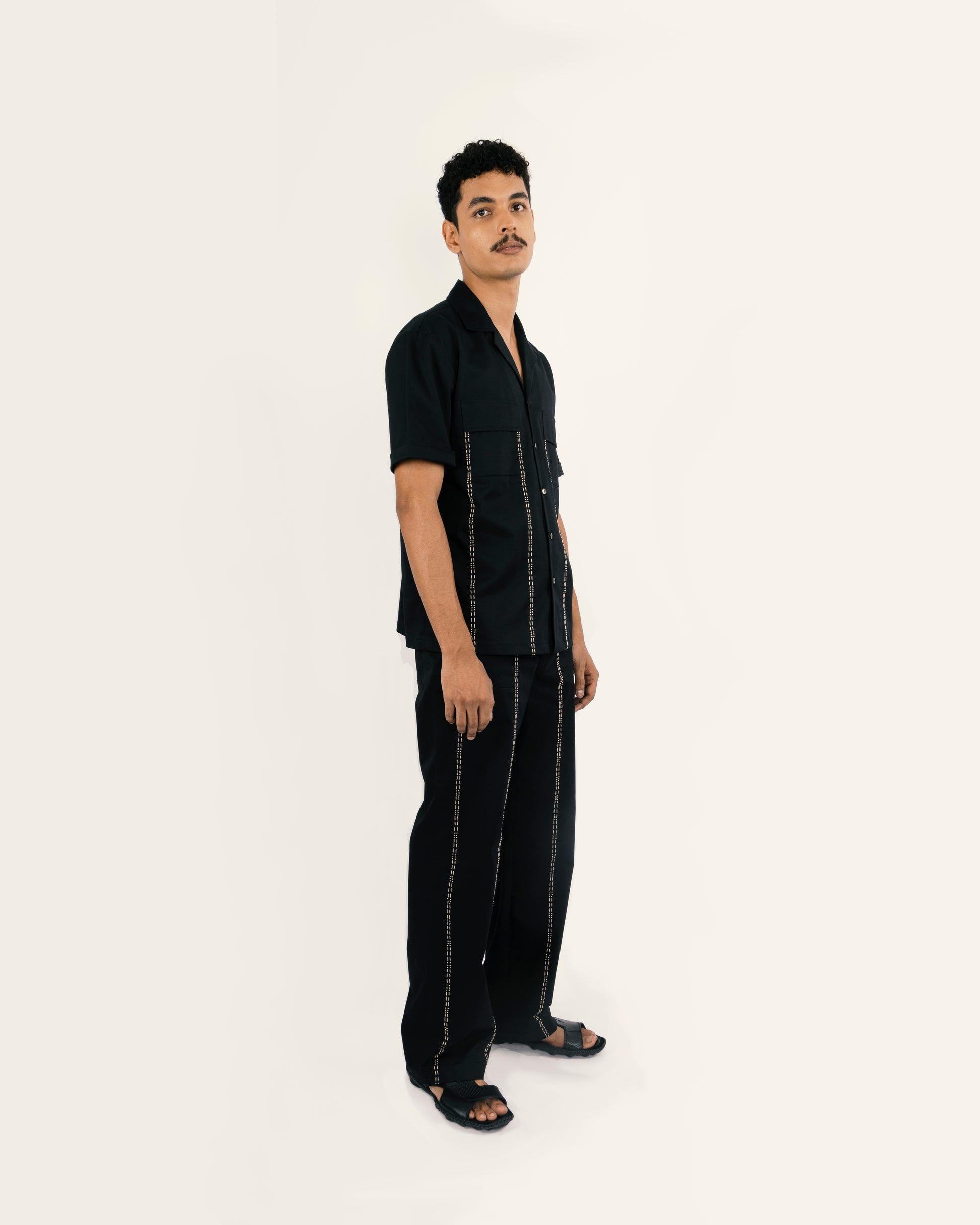 sustainable black cotton denim pants for men