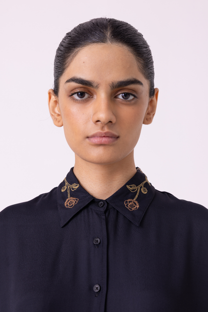 Norris Black Embroidered Shirt