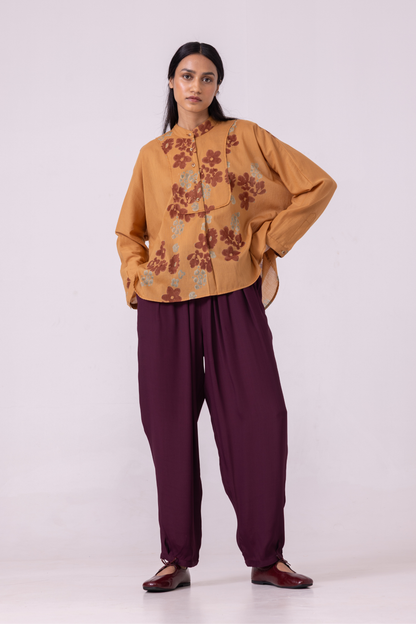 Taro Floral Hand Printed Top