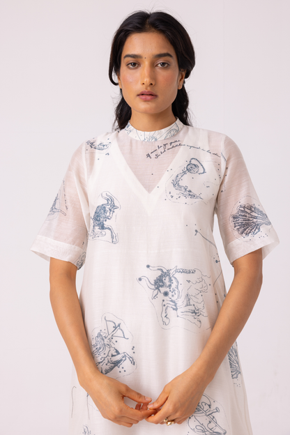 Larisa Zodiac Print Handwoven Dress