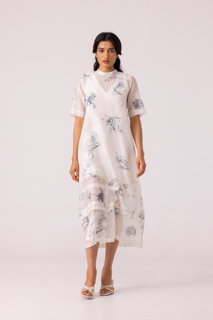 Larisa Zodiac Print Handwoven Dress