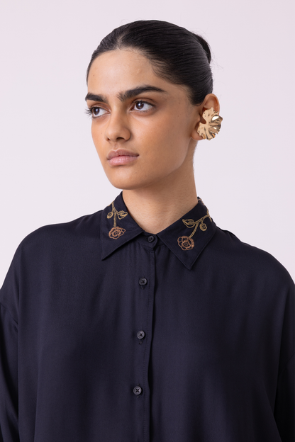 Norris Black Embroidered Shirt